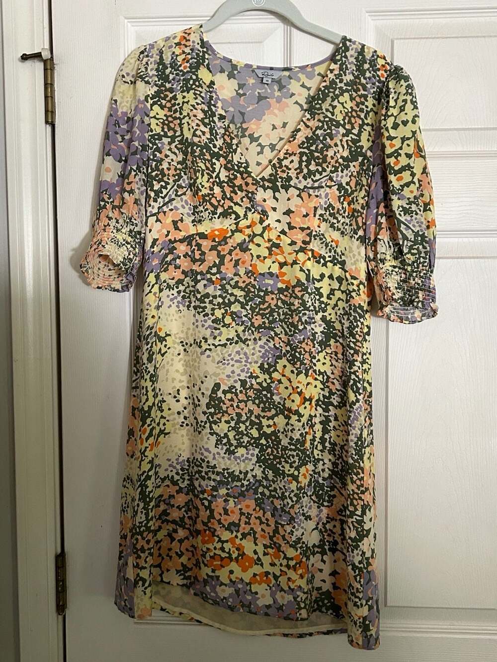 Rails Roma Gardenia Floral Mini Dress V-Neck Puff Sleeve Extra Small